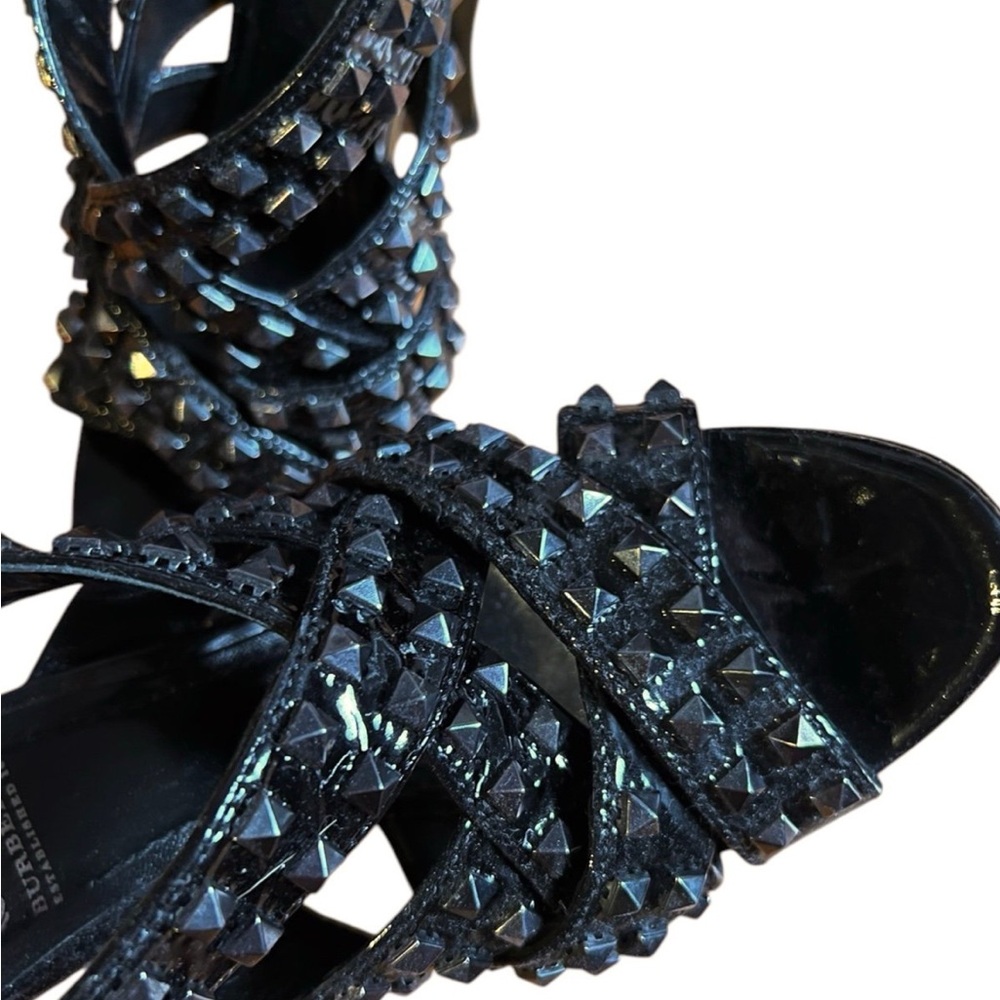 Burberry Black Studded Patent Leather High Heel Sandals - Picture 4 of 9